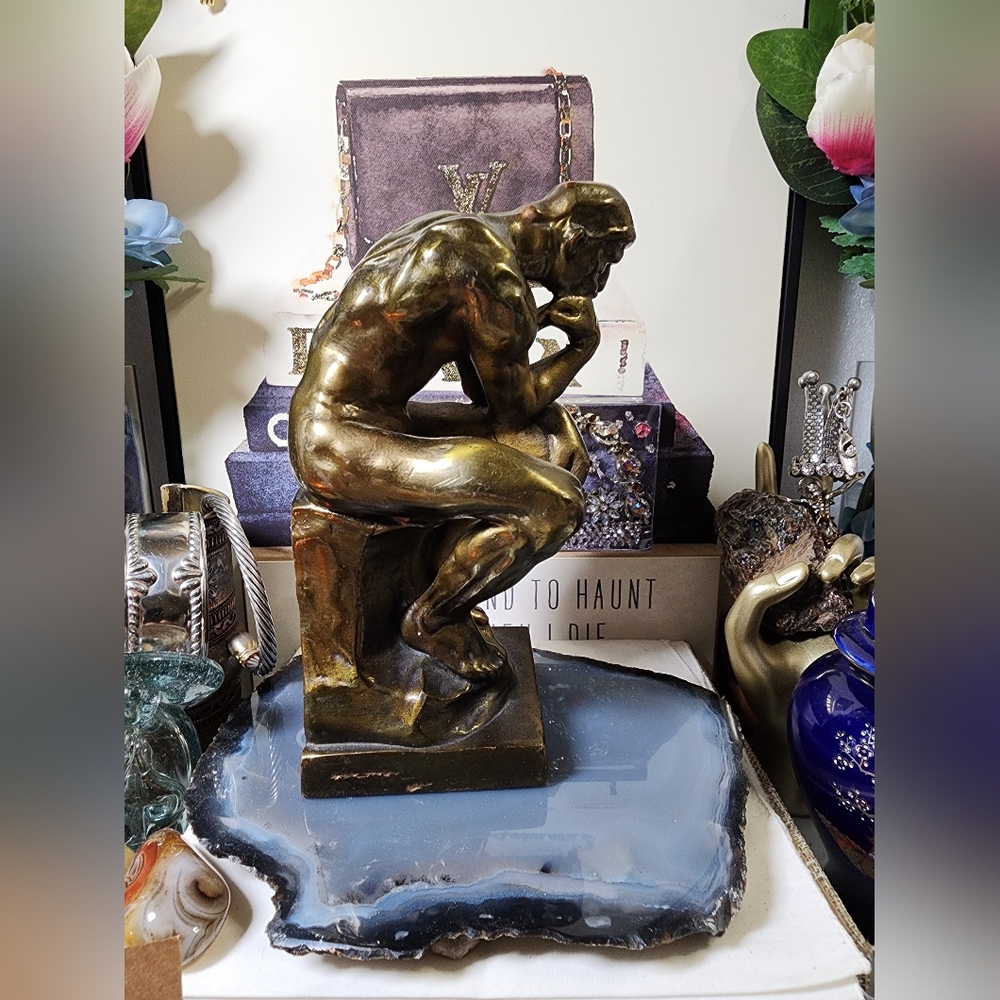 Bronze Thinker Sculpture - Picture 2 of 6
